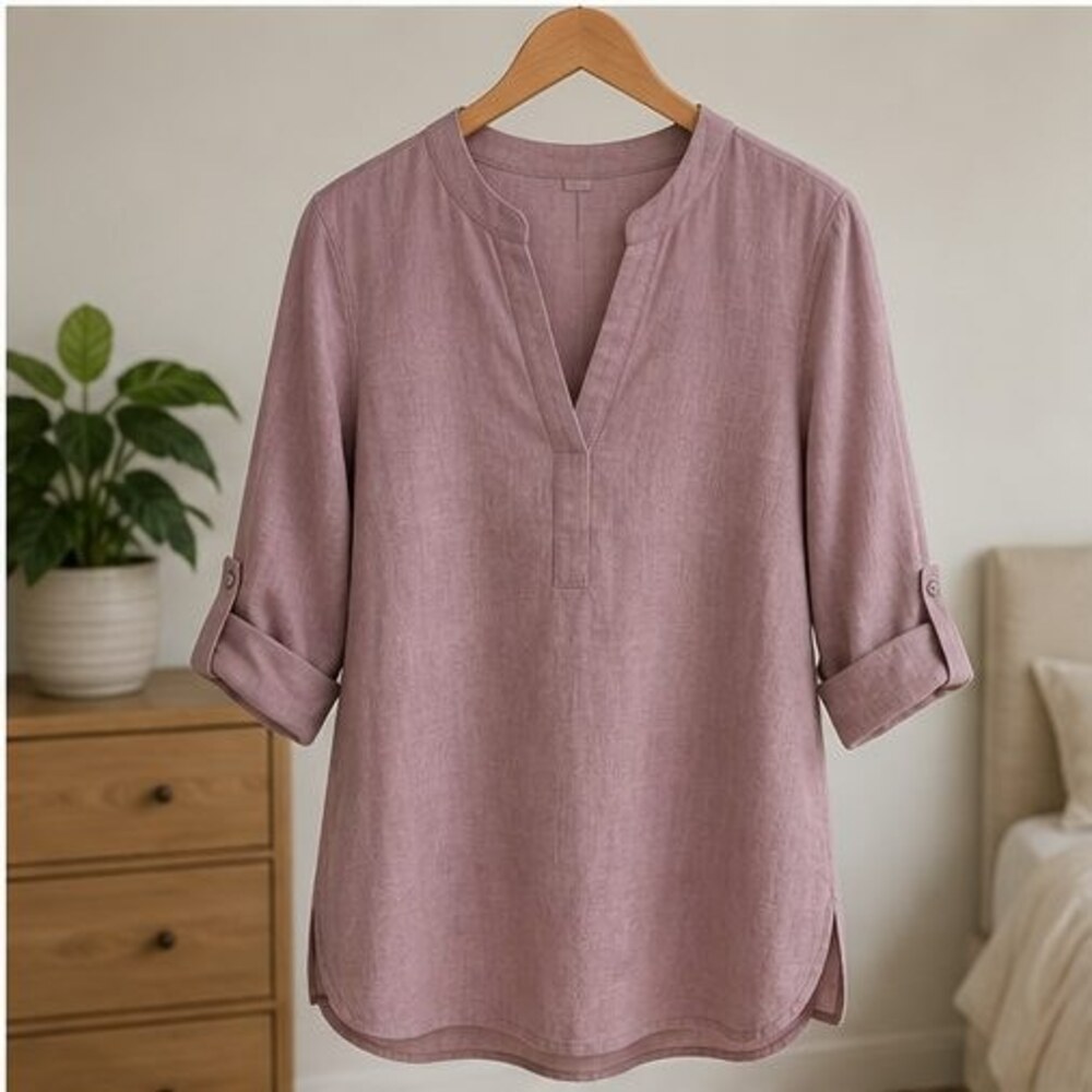 Mauve Split Neck Tunic Blouse